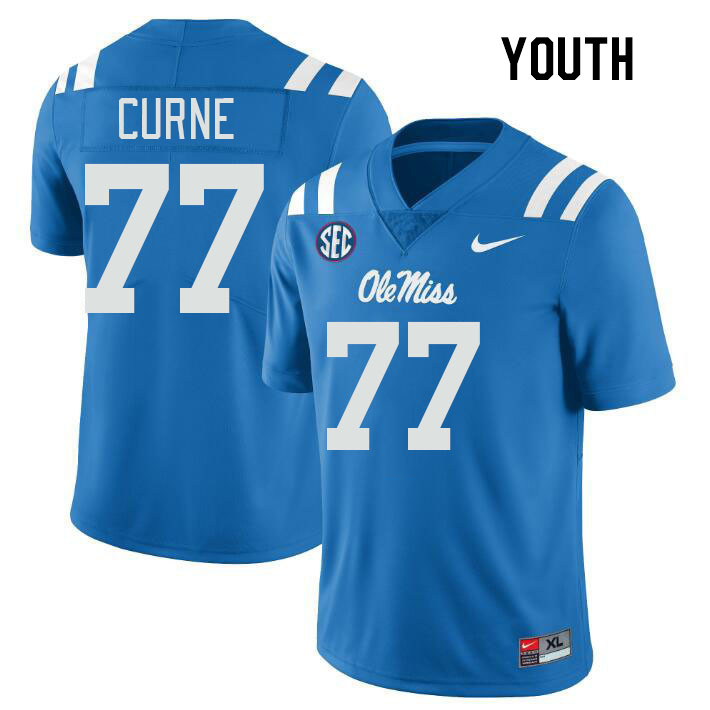 Youth #77 Victor Curne Ole Miss Rebels College Football Jerseys Stitched Sale-Power Blue